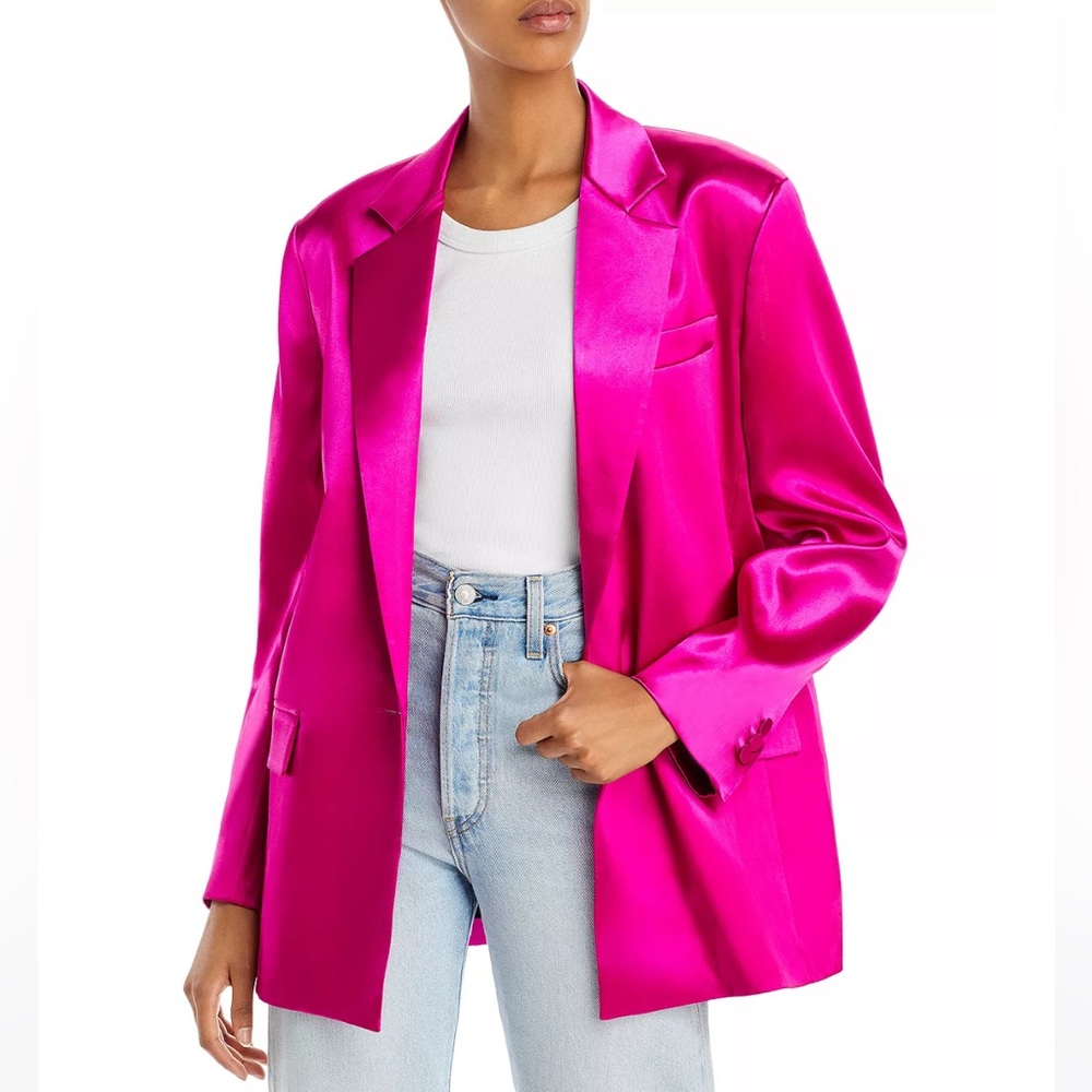 FRAME Strong Shoulder Satin Blazer